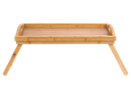LIVARNO home Bed Tray, a light wooden tray with foldable legs on a black background.