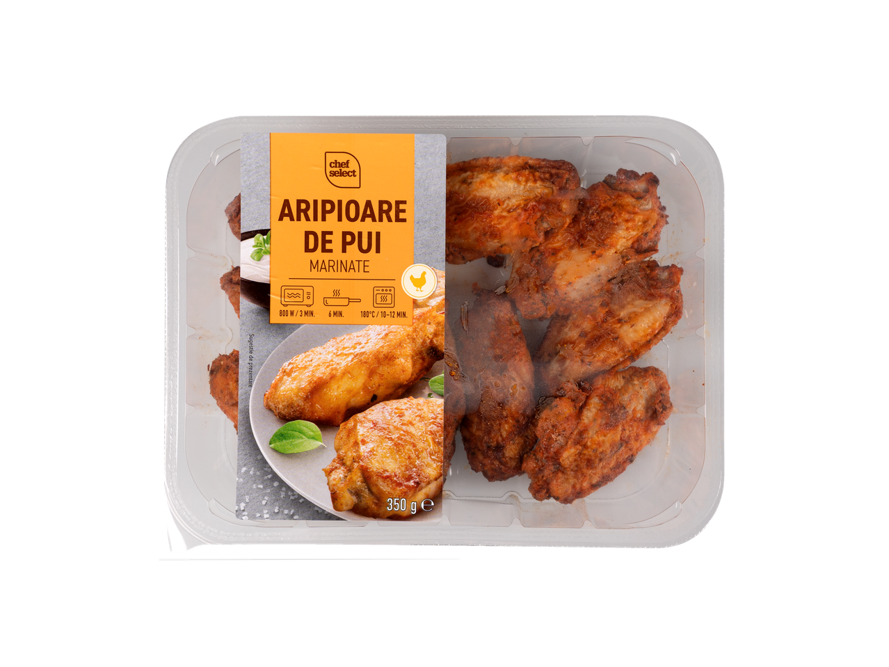 Aripioare de pui Chef Select marinate, 350g, gata de preparare.