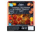 Deluxe chorizo, red pepper & cherry tomato tart.