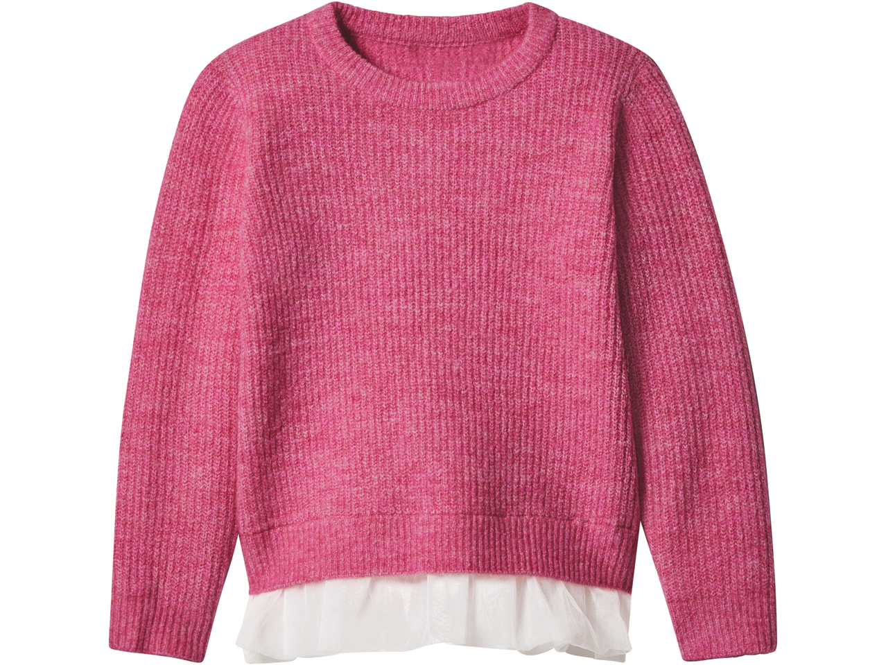 Roosa kootud sviiter valge satsilise alläärega