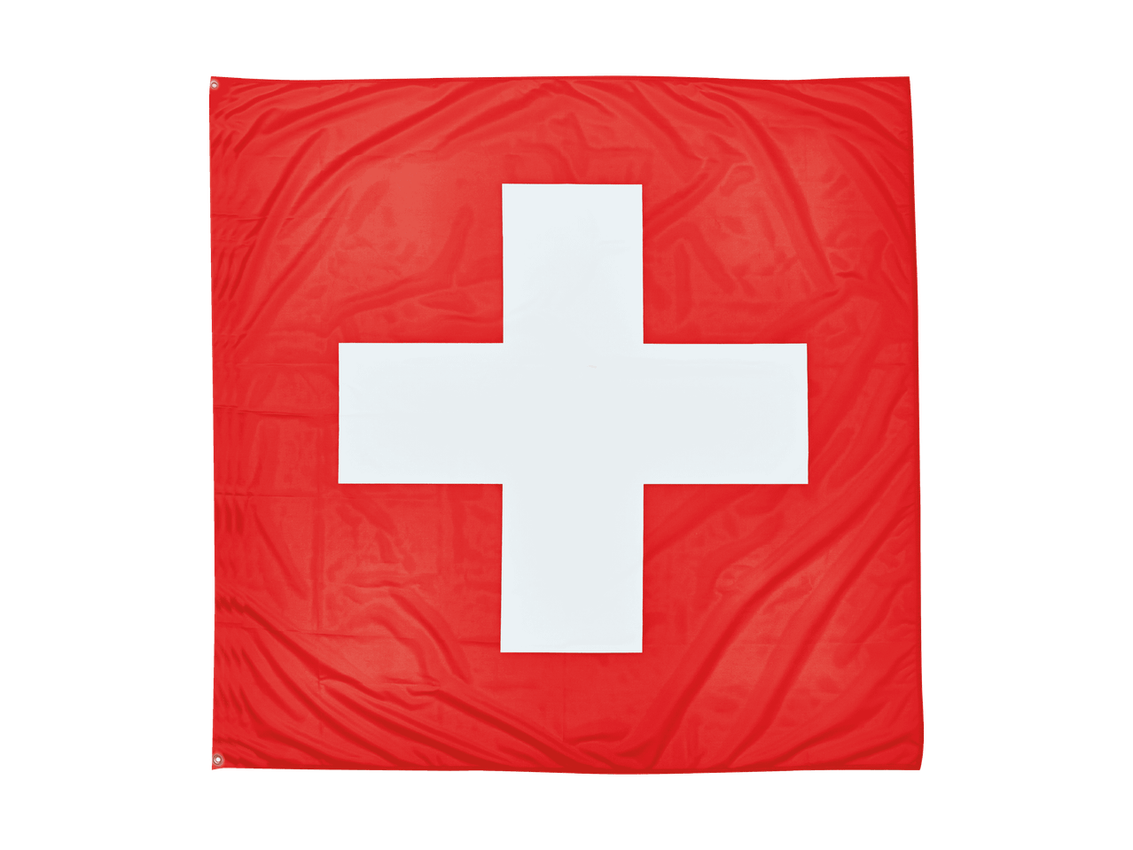 Rote Schweizer Flagge mit einem weißen Kreuz in der Mitte