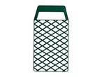 Green plastic paint roller grid with a handle