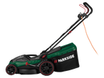 Parkside® Electric Lawn Mower in green and black with an orange cable