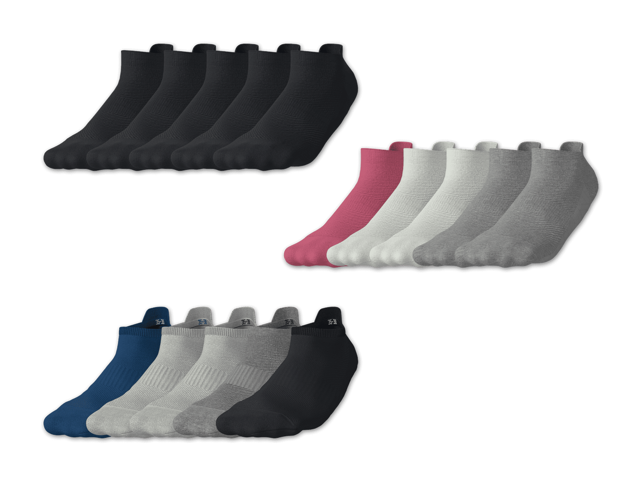 Mehrfarbige Socken in Schwarz, Rosa, Weiß, Grau und Blau