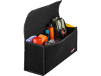 Pulman bag with gloves, straps, and other accessories.