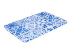 Blue and white floral patterned rectangular serving tray.