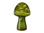 Green mushroom-shaped decorative lamp with internal LED lights