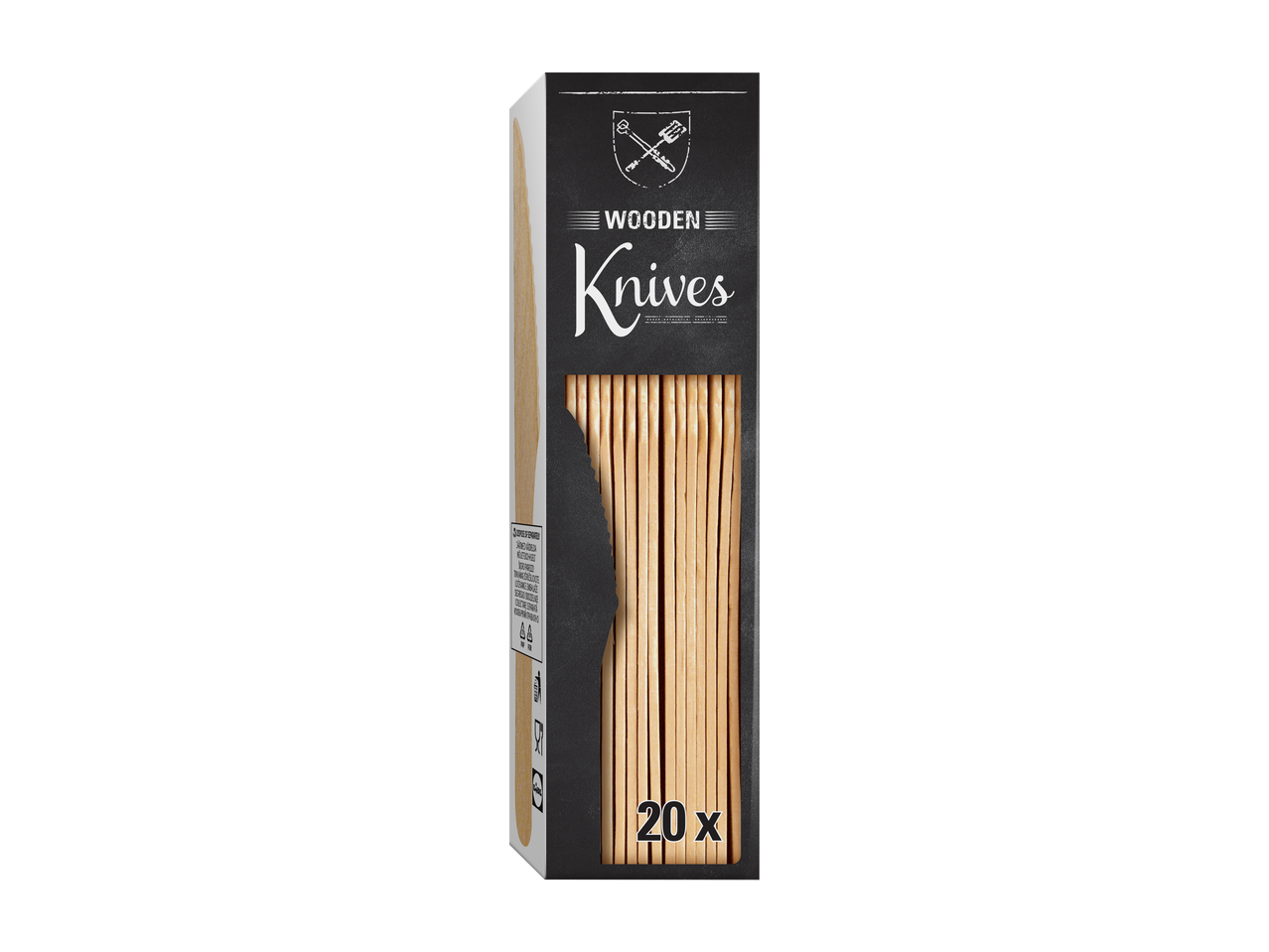 Paket 20 lesenih nožev za enkratno uporabo.