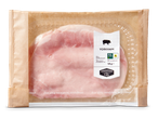 Verpakking Yorkham (gekookte ham) met een Beter Leven 3-sterren keurmerk.
