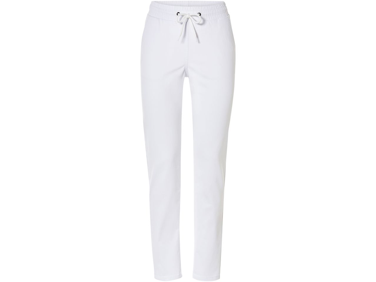 Pantaloni bianchi da lavoro con coulisse in vita.
