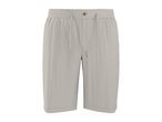 Light grey men's shorts with an elasticated waist, drawstring, and a single button closure.