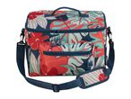Floral patterned cooler bag with a shoulder strap and front pocket