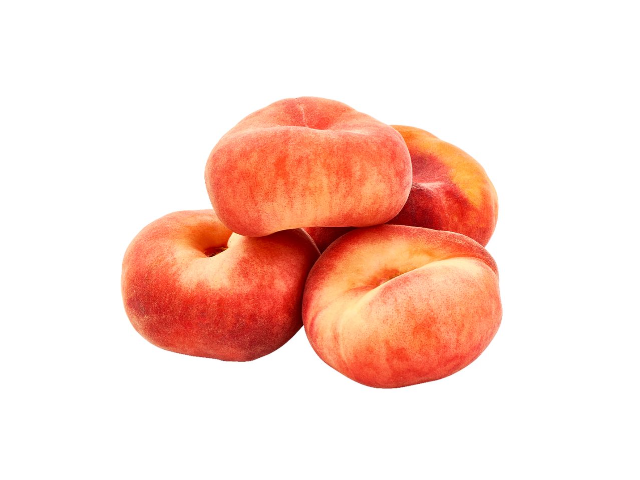 Four donut peaches isolated on white background.