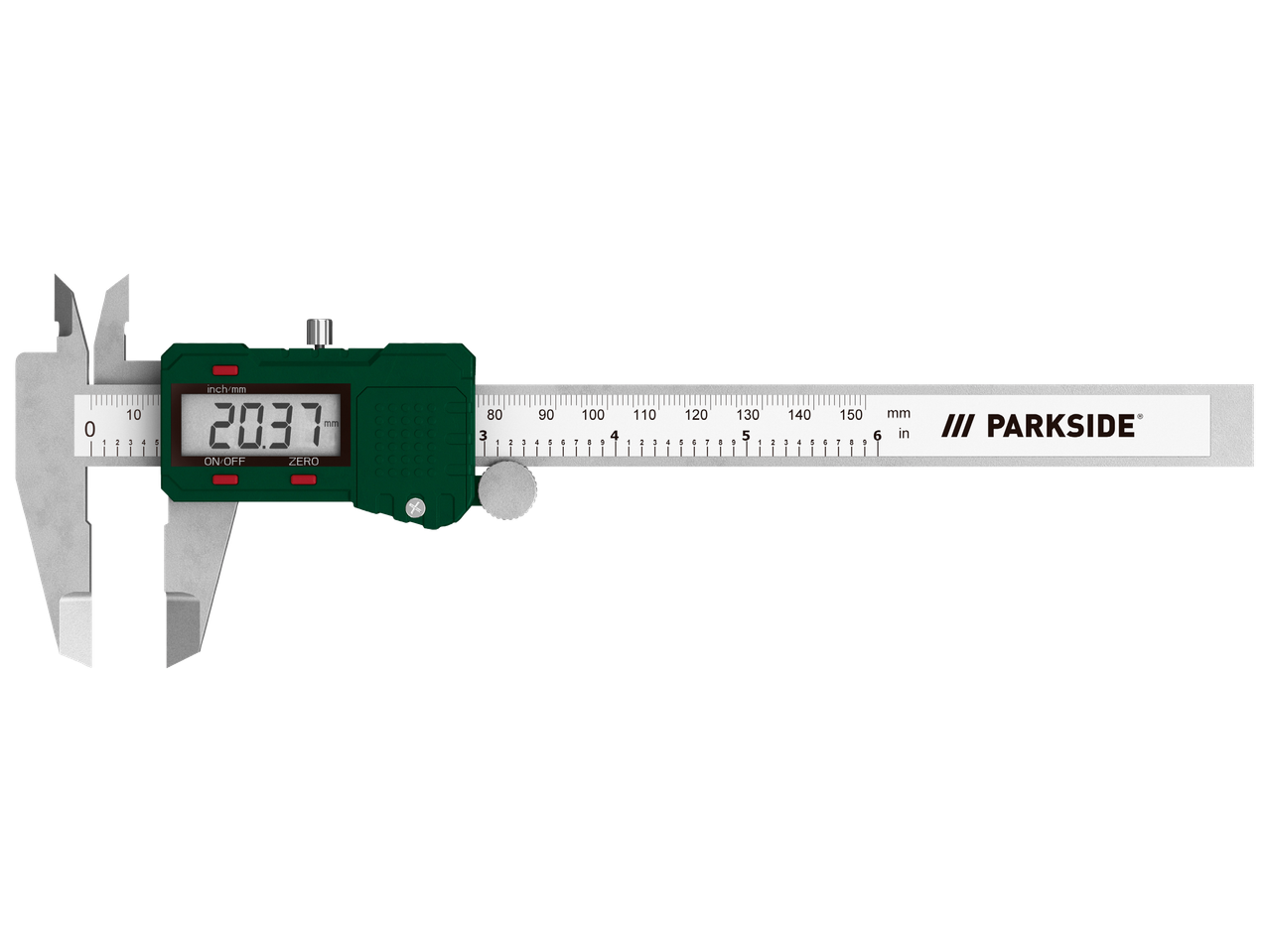 Дигитален шублер, показващ 20.37 мм.