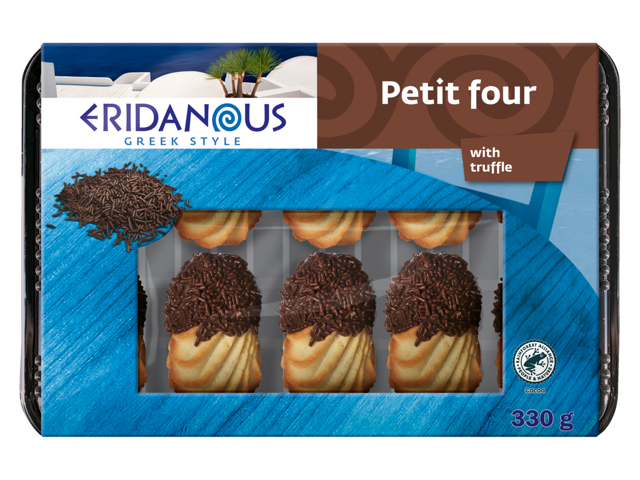 Eridanus Kreeka stiilis petit four'id trühvliga.