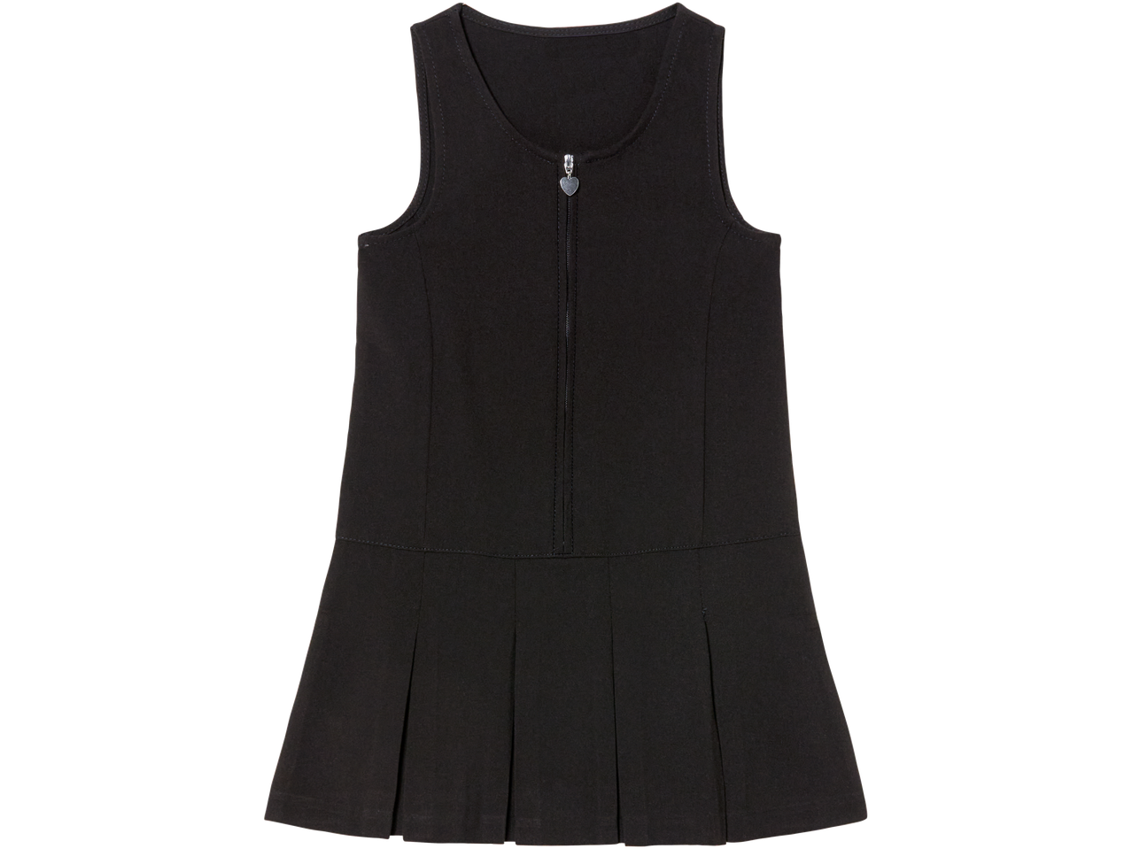 Black school dress with zipper.