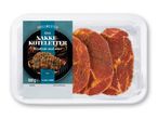Krydrede nakkekoteletter af gris i bakke, klar til grill og pande, 500g.