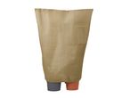 Beige winter plant protection cover over two potted plants