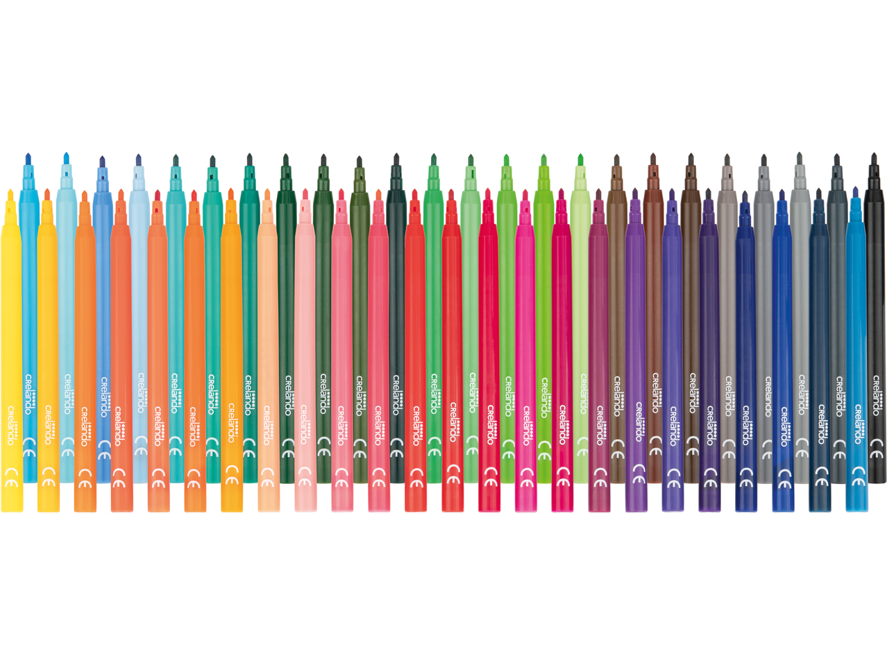 42 Crelando® Fasermaler flomasterių rinkinys įvairiomis spalvomis.