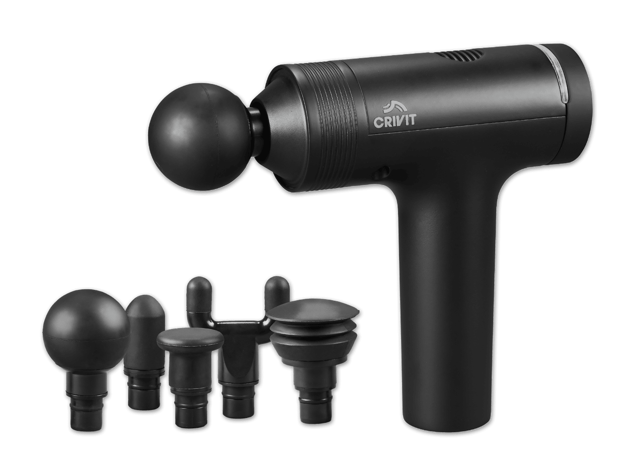 Crivit Massagepistole mit verschiedenen Aufsätzen