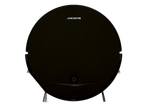 Aspirador robô preto Silvercrest com escovas laterais e botão de ligar.