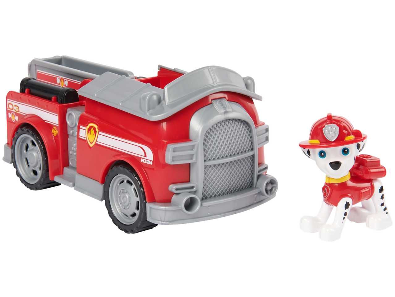 Figurine PAW Patrol Marshall et jouet camion de pompiers
