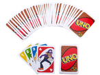 UNO Super Mario card game with fanned out cards and a few face-up cards.