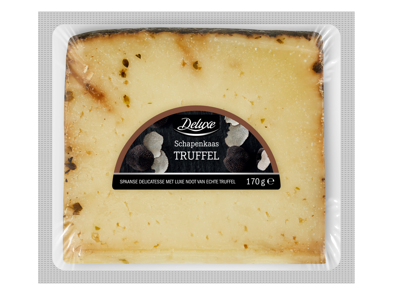 Deluxe schapenkaas met truffel, 170g, in vacuümverpakking.