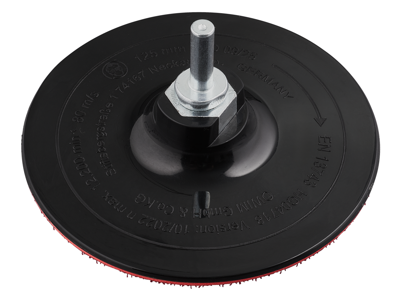 Parkside® 125 mm melns slīpēšanas paliktnis ar āķa un cilpas stiprinājumu un vārpstu, maks. 12 200 apgr./min.