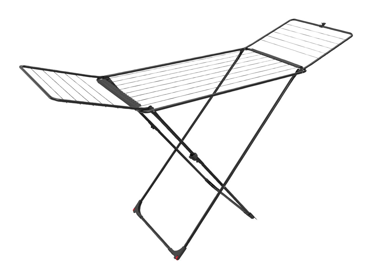 Black clothes drying rack with extendable wings