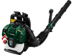 PARKSIDE gasoline leaf blower with a green and white engine, black hose, and handle.
