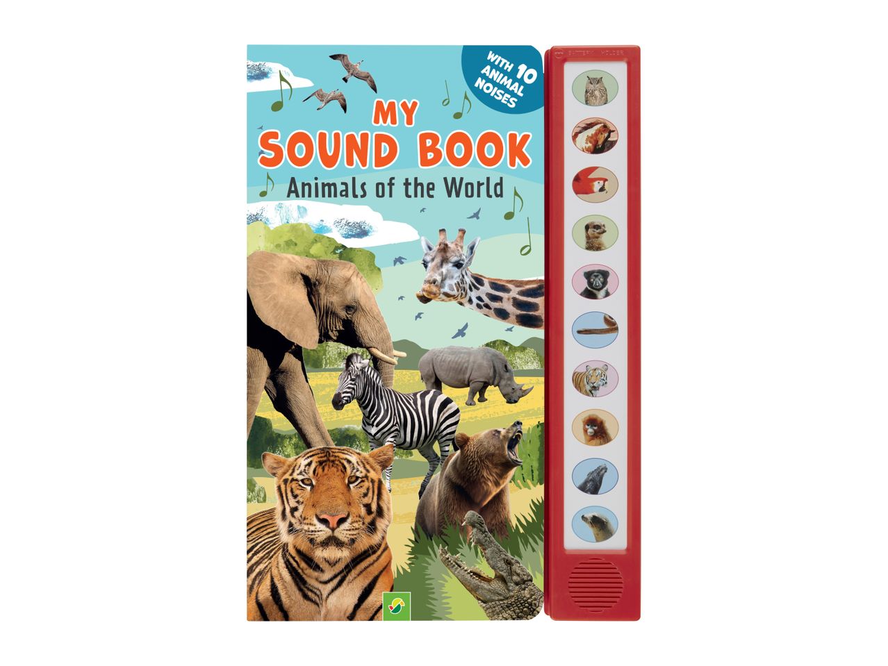 Children's sound book, 'My Sound Book: Animals of the World' with 10 animal noises.