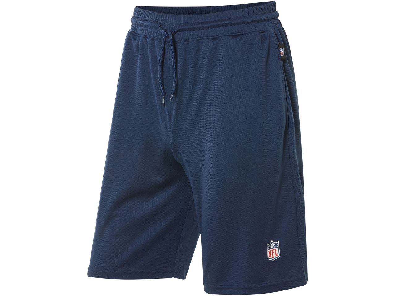 Navy blue NFL shorts with small logo.