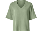 Bluză de muselină de damă ESMARA cu decolteu în V, verde deschis