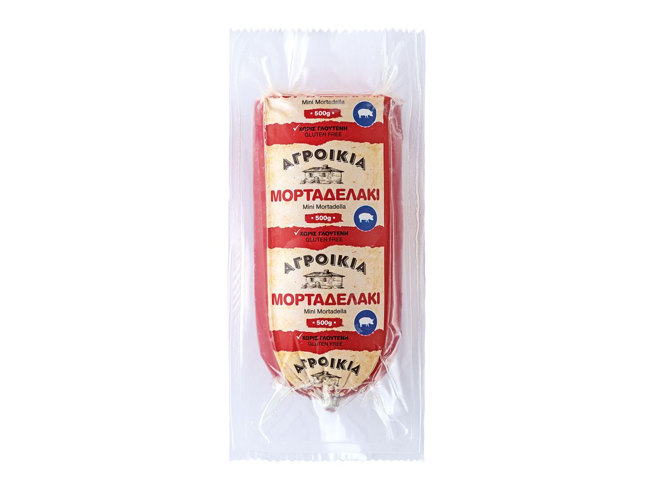Μίνι Mortadella ΑΓΡΟΙΚΙΑ, 500γρ, χωρίς γλουτένη.