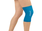 Woman displaying a blue Sensipast knee support.