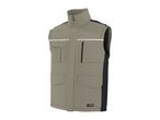 Men's work vest in beige with black side panels and reflective stripes