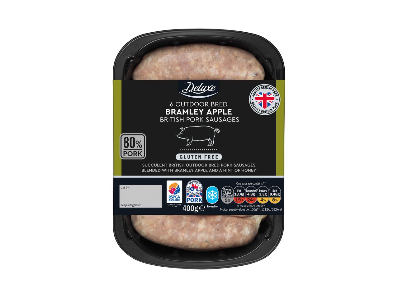 Go to full screen view: Deluxe Bramley Apple Chipolatas or Sausages - Image 1