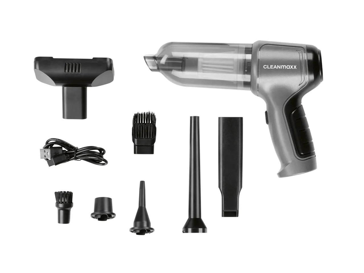 Aspirapolvere portatile CLEANmaxx grigio con accessori vari
