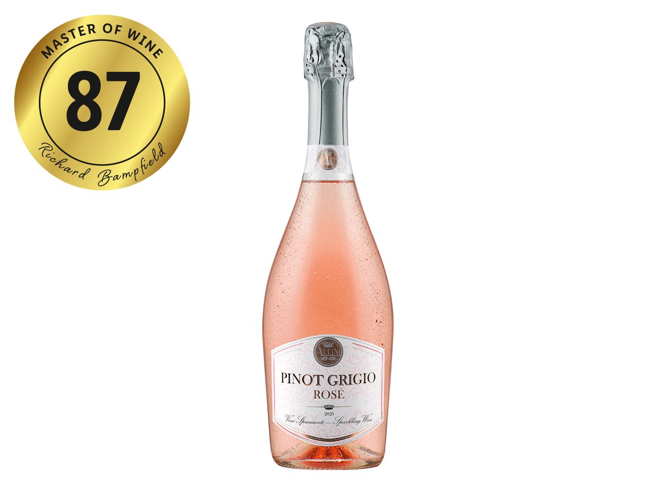 Pinot Grigio Rosé bottle, rated 87 by Richard Bamfield.