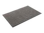 A rectangular gray bath mat with a textured, bobble-like surface.