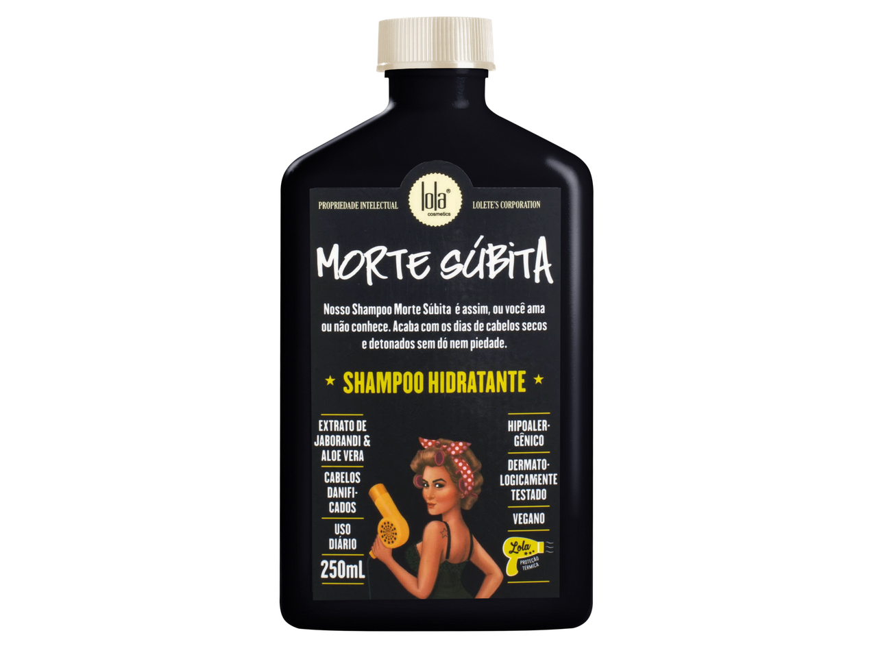 Champô hidratante para cabelos secos e danificados, com extrato de jaborandi e aloe vera.