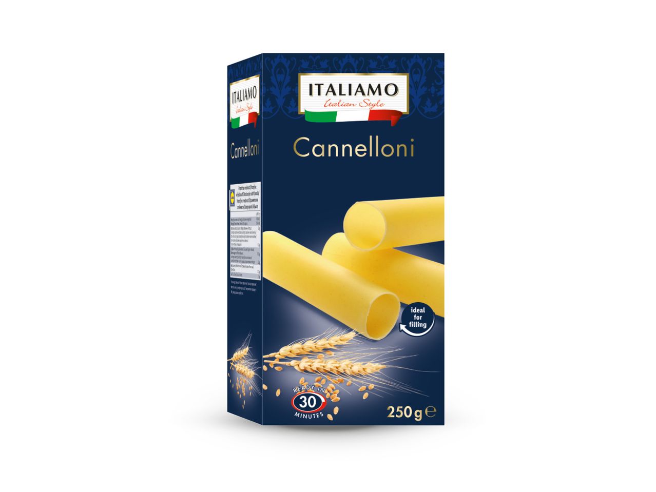 Pakiranje De Cecco cannelloni tjestenine.