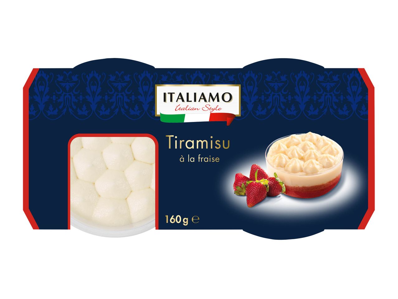 ITALIAMO Tiramisu à la fraise, dessert italien en portion individuelle de 160g.