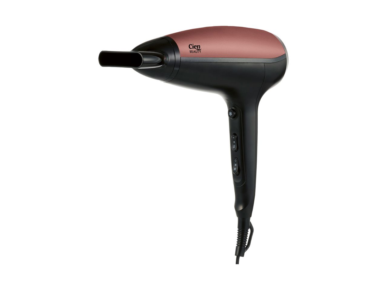 Cien Beauty hairdryer in black and rose gold with multiple settings