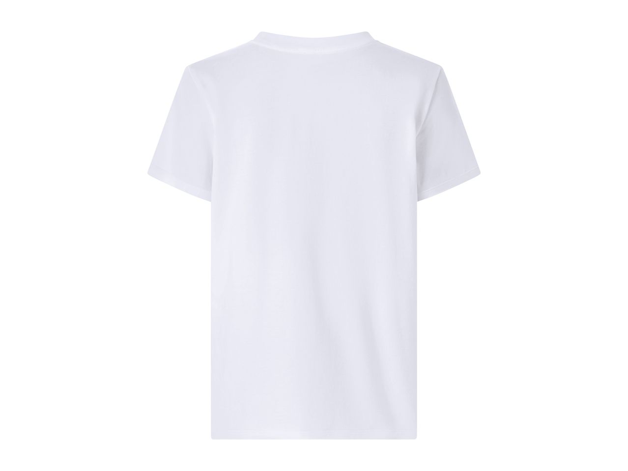 Back view of a plain white short-sleeved t-shirt.
