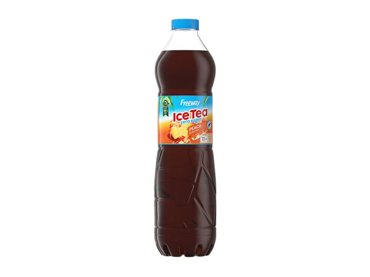 Peach zero sugar iced tea in a plastic bottle
