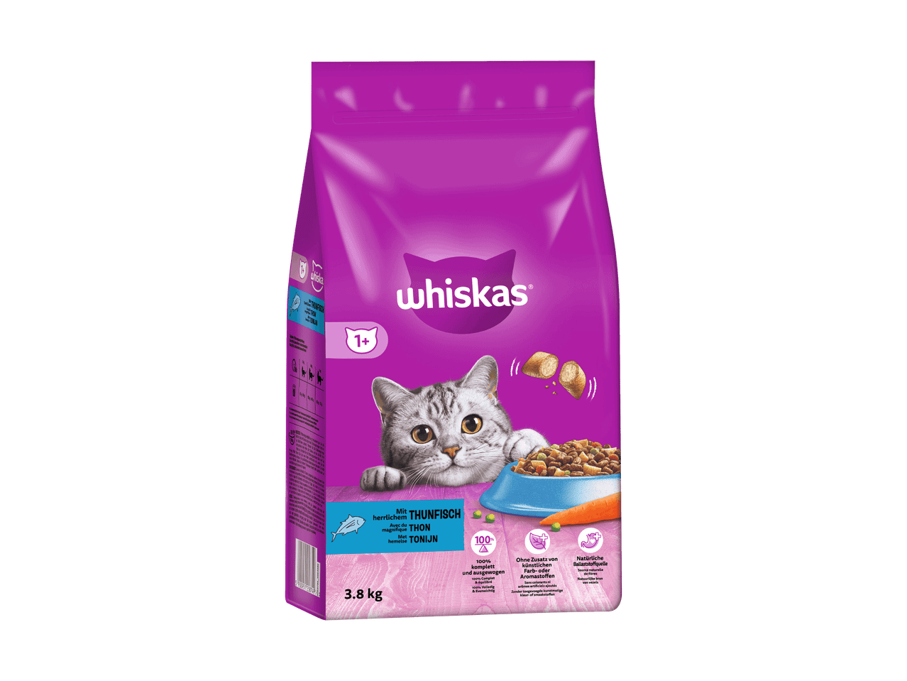 Trockenfutterbeutel für Katzen mit Thunfisch, 3,8 kg, komplett und ausgewogen.