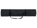 A rolled-up Crivit exercise mat with a carrying strap.