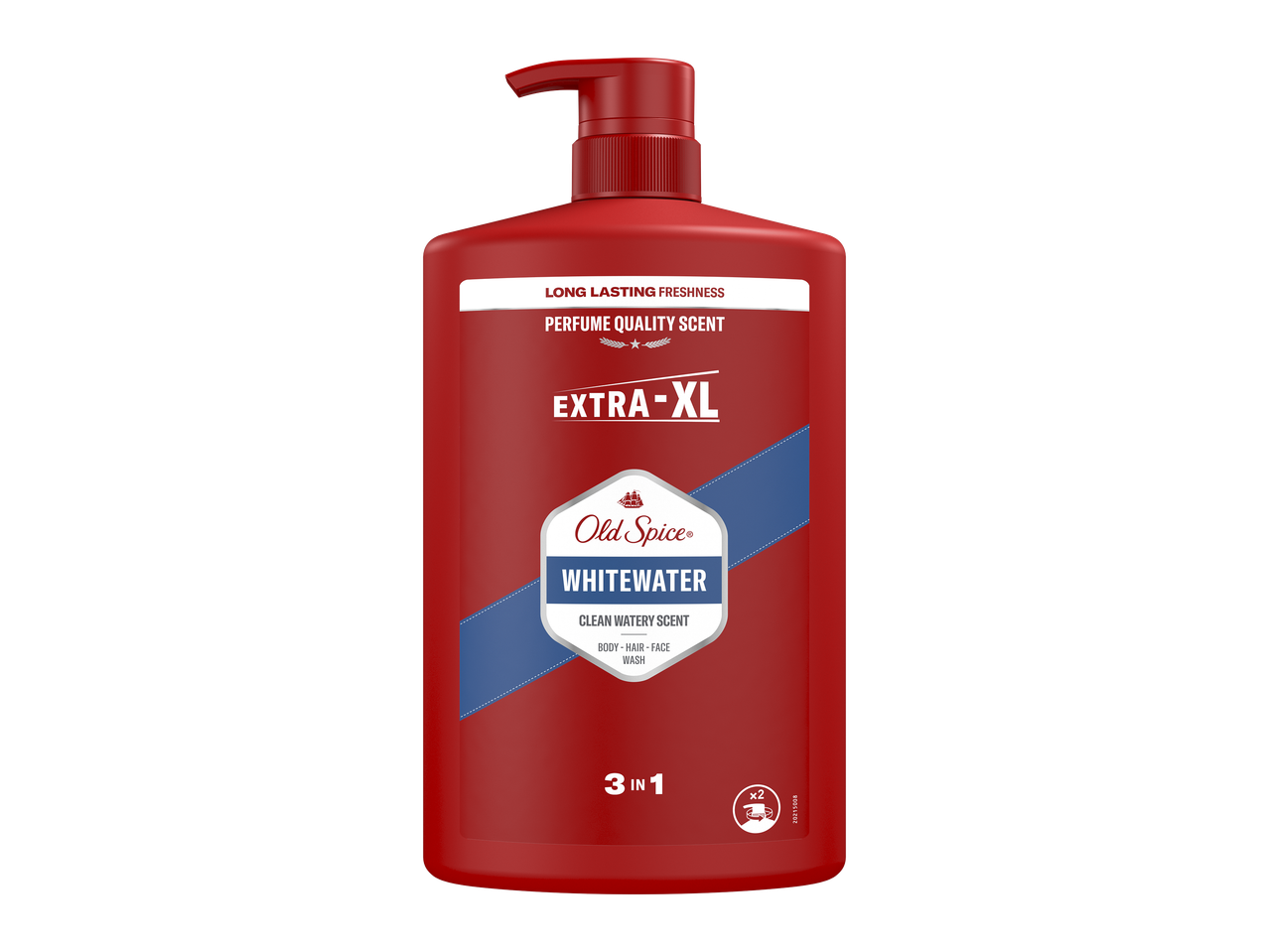 Flacon roșu de gel de duș 3 în 1, cu pompă, cu parfum de prospețime de lungă durată.